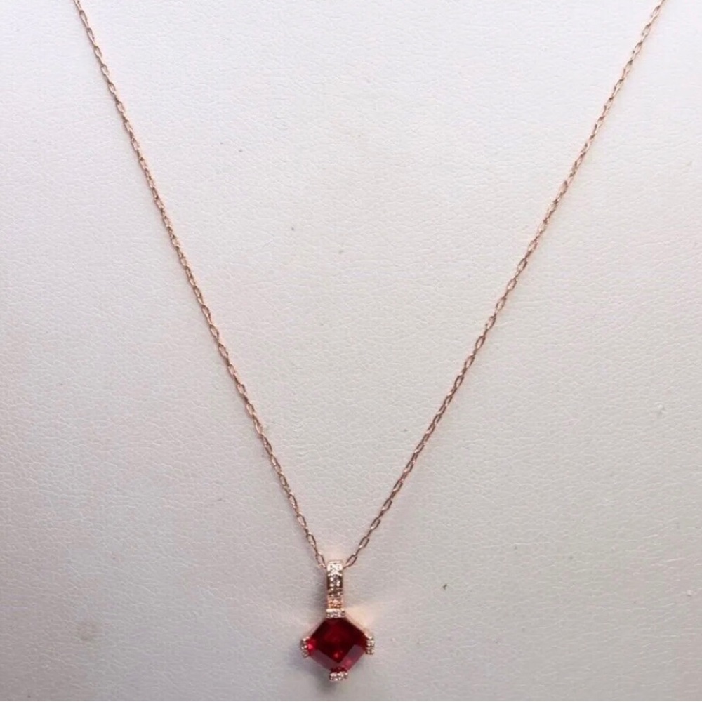 Kate Spade Rose Gold Tone Ruby Cubic Zirconia Mini Dazzle Pendant New - Picture 2 of 3